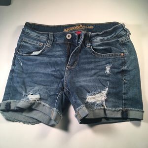 Shorts, blue jeans with holes